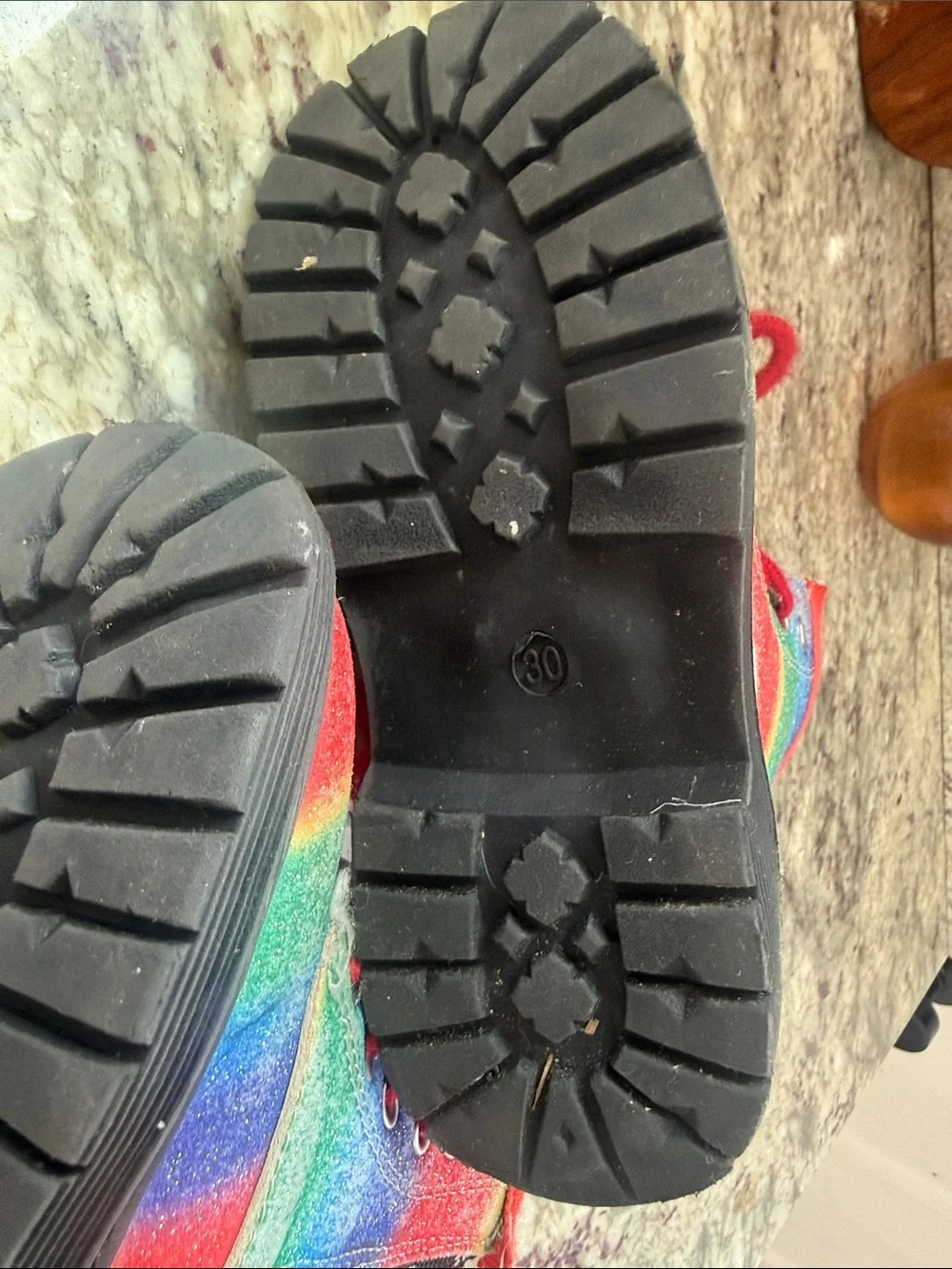 Lola + The Boys Rainbow Glitter Boots with Red Laces